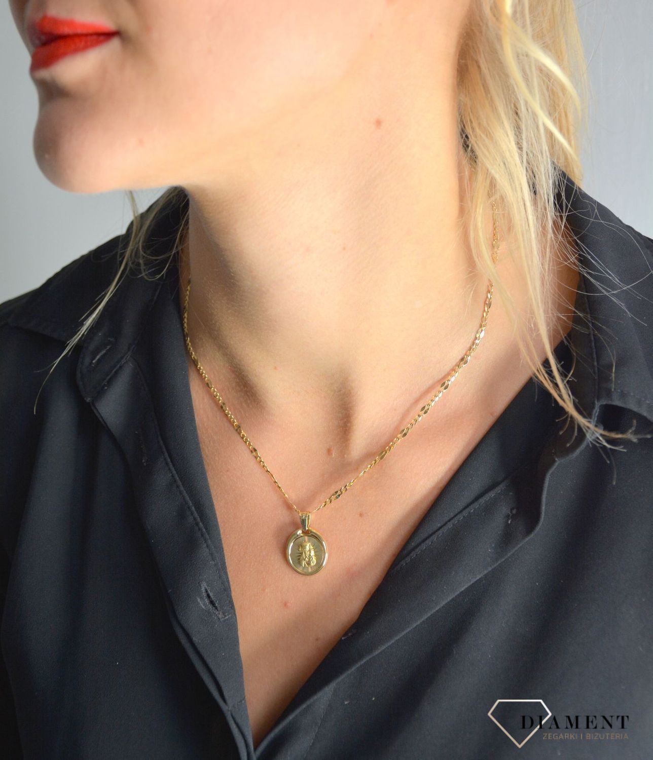 Złota zawieszka 585 okrągły medali ZA 3962A.jpg